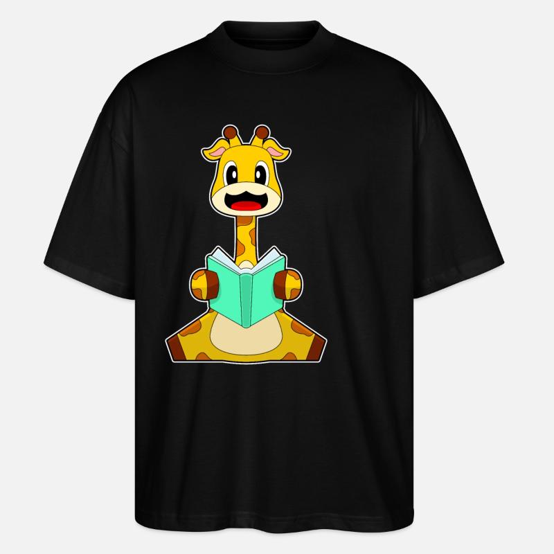 Giraffe Nerd Book - Stanley/Stella Oversized Unisex Organic T-shirt Blaster 2.0 - black