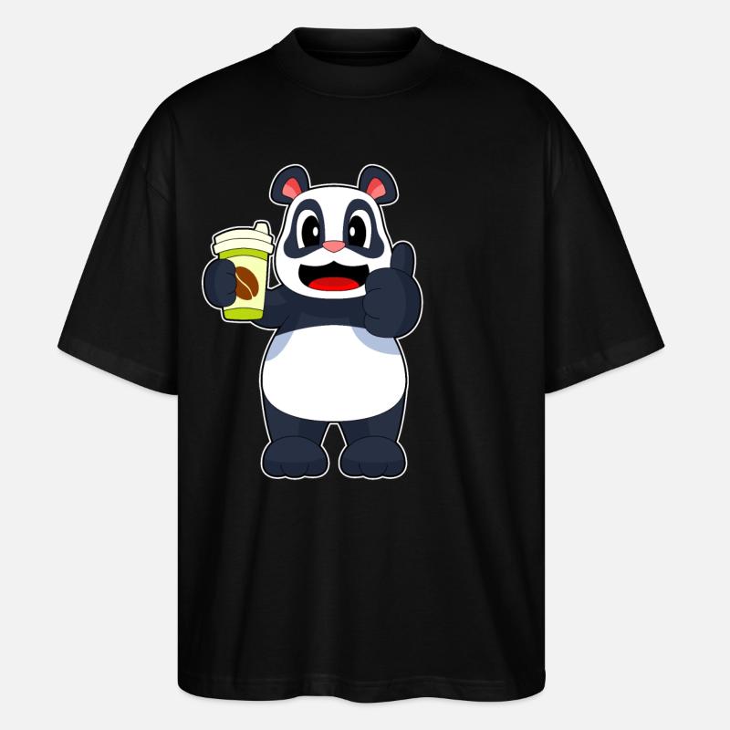 Panda Coffee à emporter - T-shirt bio Blaster 2.0 coupe oversize Stanley/Stella Unisexe - noir