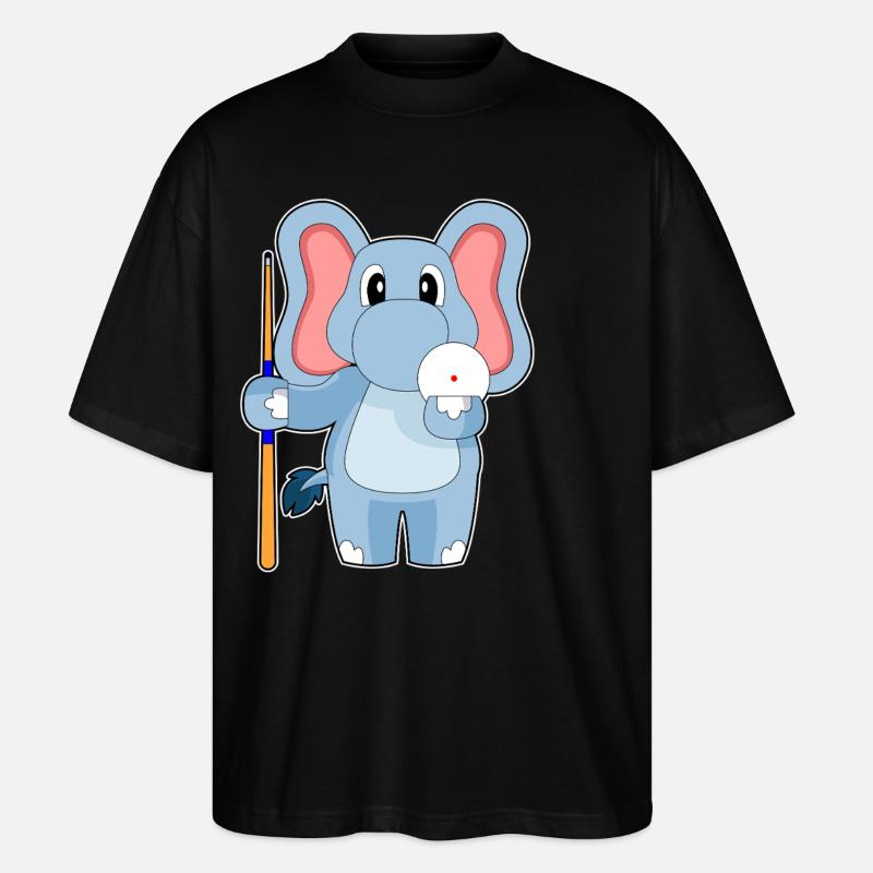 Elephant Billiard Cue - Stanley/Stella Oversized Unisex Organic T-shirt Blaster 2.0 - black