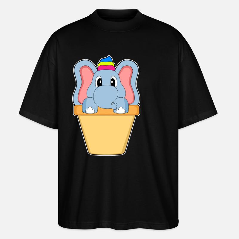Glace à la gaufre d’éléphant - T-shirt bio Blaster 2.0 coupe oversize Stanley/Stella Unisexe - noir