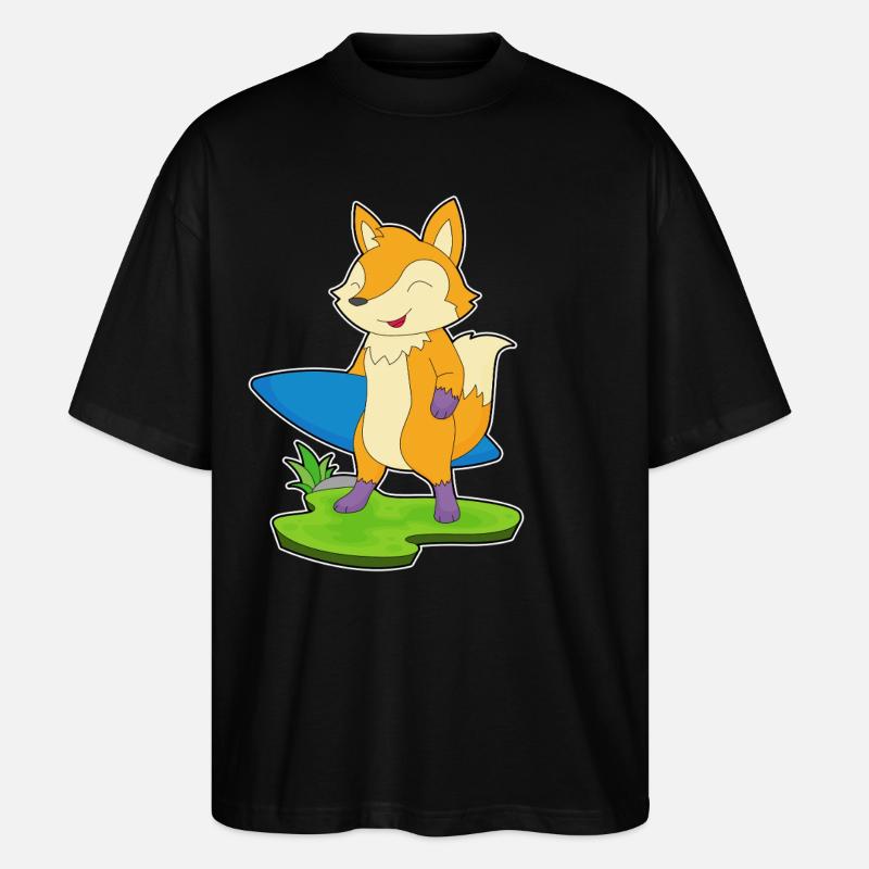 Fox Surfer Surfboard - Stanley/Stella Oversized Unisex Organic T-shirt Blaster 2.0 - black