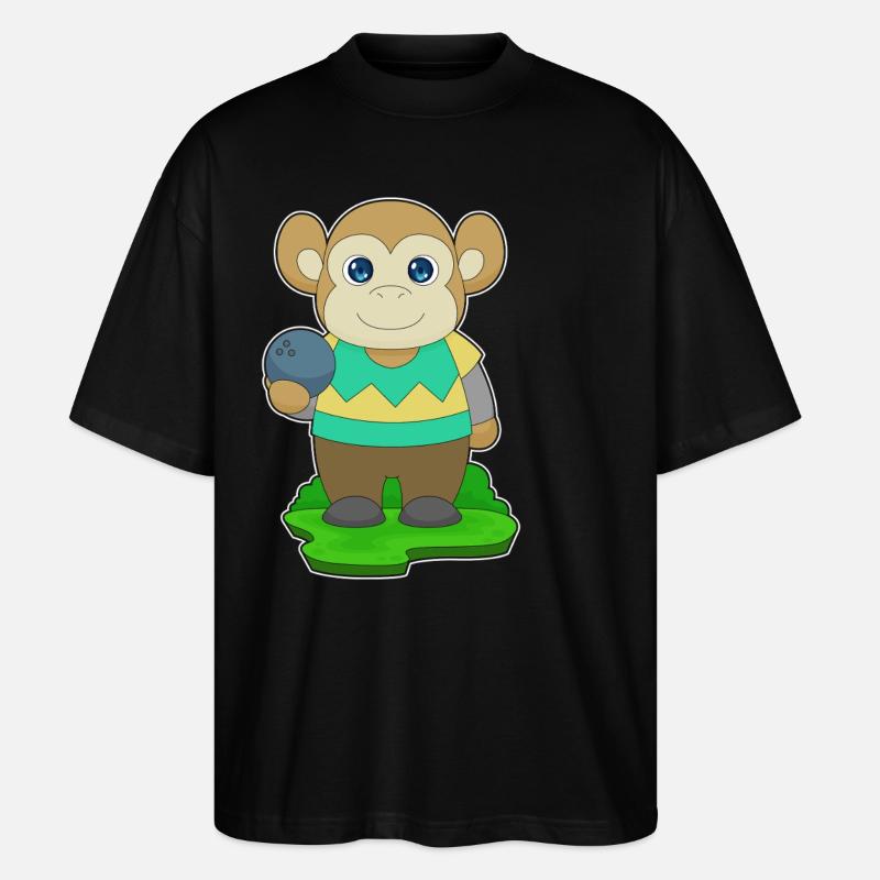 Monkey Bowling Bowling Ball - Stanley/Stella Oversized Unisex Organic T-shirt Blaster 2.0 - black