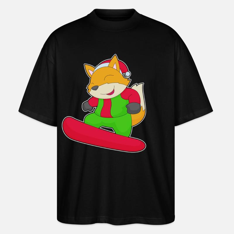 Fox Christmas Snowboard - Stanley/Stella Oversized Unisex Organic T-shirt Blaster 2.0 - black