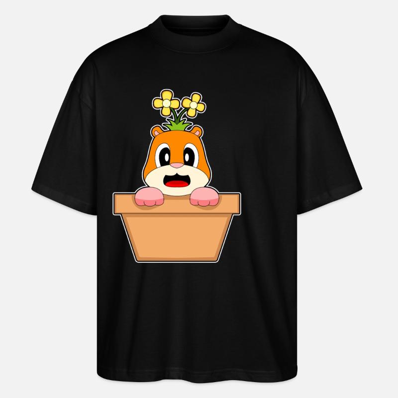 Hamster Flower - Stanley/Stella Oversized Unisex Organic T-shirt Blaster 2.0 - black