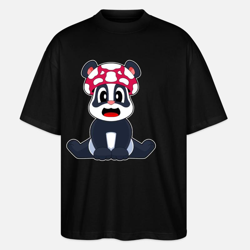Panda Pilz - Stanley/Stella Oversized Unisex Bio T-Shirt Blaster 2.0 - Schwarz