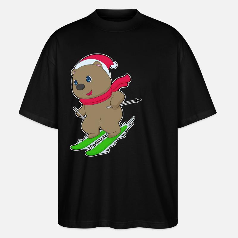 Bear Christmas Ski - Stanley/Stella Oversized Unisex Organic T-shirt Blaster 2.0 - black