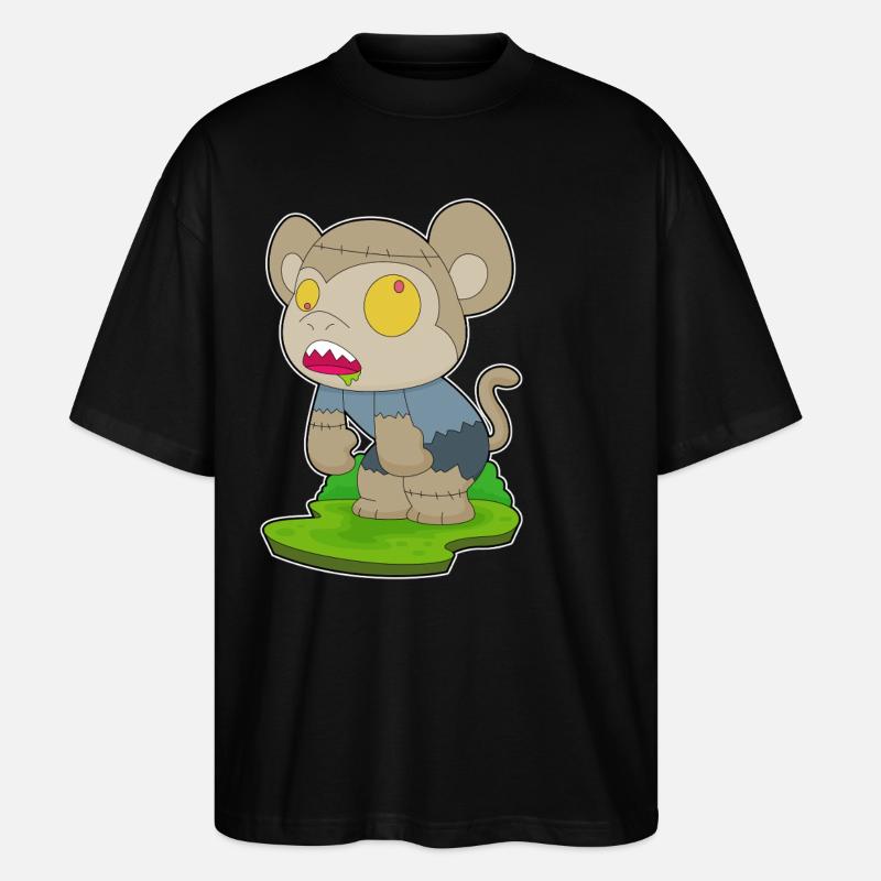 Monkey Halloween Zombie - Stanley/Stella Oversized Unisex Organic T-shirt Blaster 2.0 - black