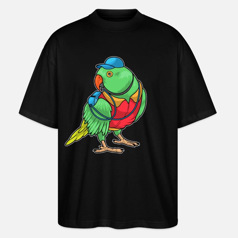 Parrot Referee Whistle - Stanley/Stella Oversized Unisex Organic T-shirt Blaster 2.0 - black