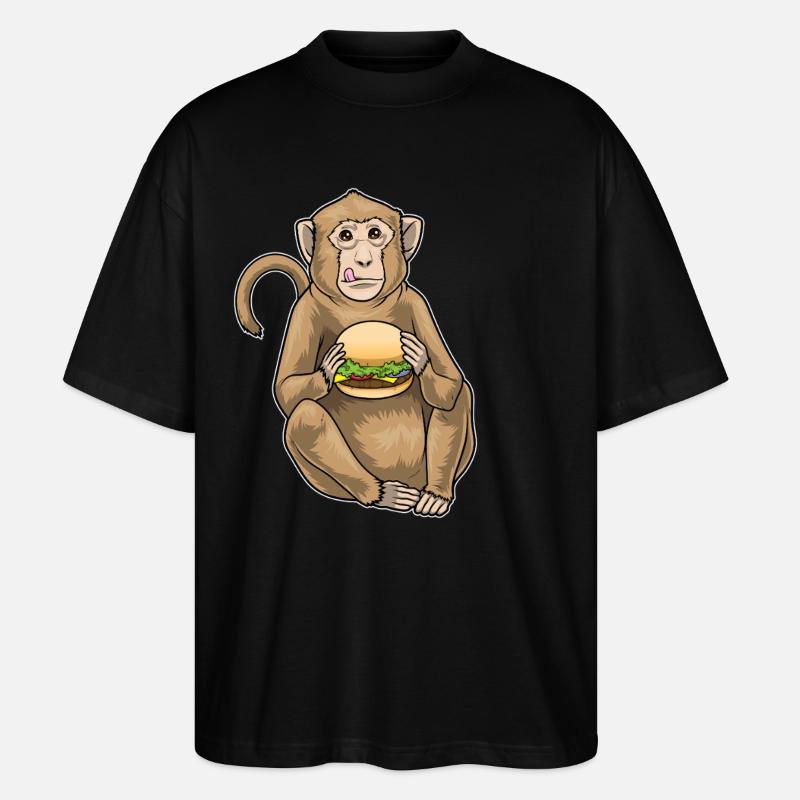 Affe Cheeseburger - Stanley/Stella Oversized Unisex Bio T-Shirt Blaster 2.0 - Schwarz