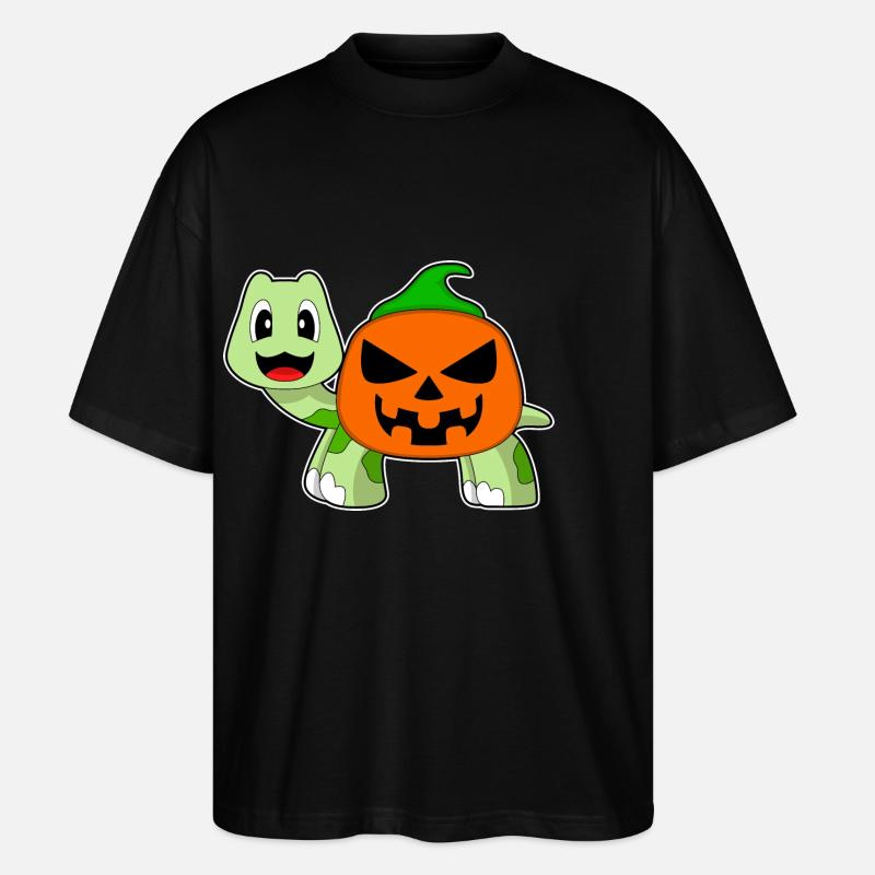 Turtle Halloween Pumpkin - Stanley/Stella Oversized Unisex Organic T-shirt Blaster 2.0 - black