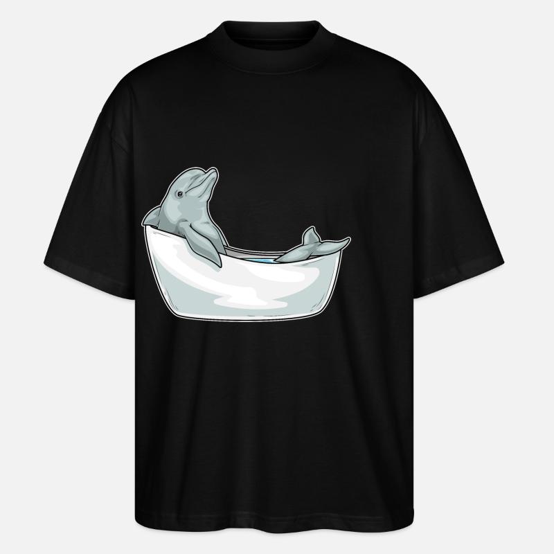 Dolphin Bathing Bathtub - Stanley/Stella Oversized Unisex Organic T-shirt Blaster 2.0 - black