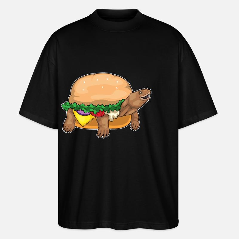 Turtle Cheeseburger - Stanley/Stella Oversized Unisex Organic T-shirt Blaster 2.0 - black