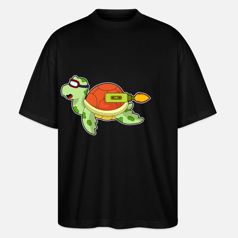 Turtle Rocket - Stanley/Stella Oversized Unisex Organic T-shirt Blaster 2.0 - black