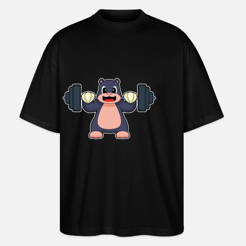 Mole Bodybuilder Dumbbell Bodybuilding - Stanley/Stella Oversized Unisex Organic T-shirt Blaster 2.0 - black