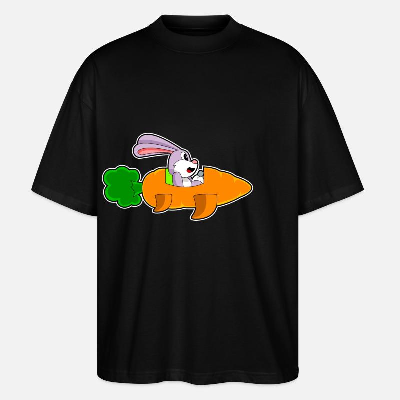 Rabbit Airplane Carrot - Stanley/Stella Oversized Unisex Organic T-shirt Blaster 2.0 - black
