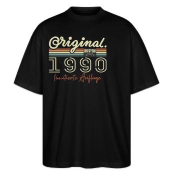 Original 1990 ' s Vintage 1990 ' s Anniversaire Rétro 1990 - T-shirt bio Blaster 2.0 coupe oversize Stanley/Stella Unisexe - noir - Devant - Alina (178cm) & Michal (187cm)