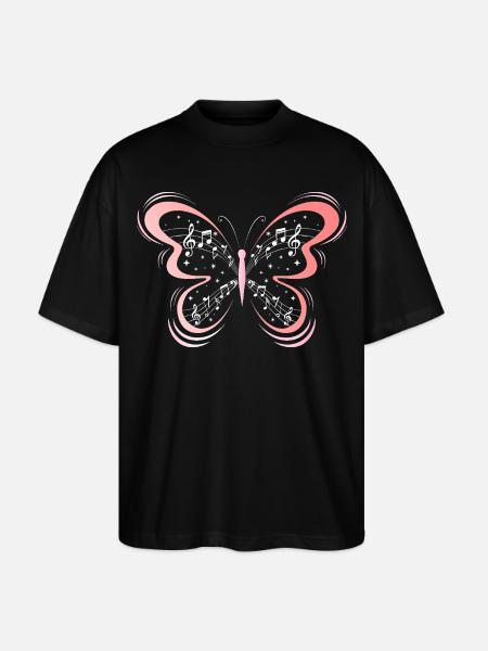 Musical Notes Butterfly Music Women - Stanley/Stella Oversized Unisex Organic T-shirt Blaster 2.0 - black