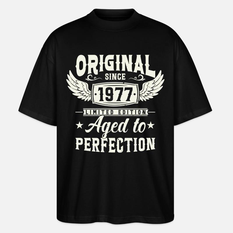 Cadeau d’anniversaire rétro 1977 - T-shirt bio Blaster 2.0 coupe oversize Stanley/Stella Unisexe - noir