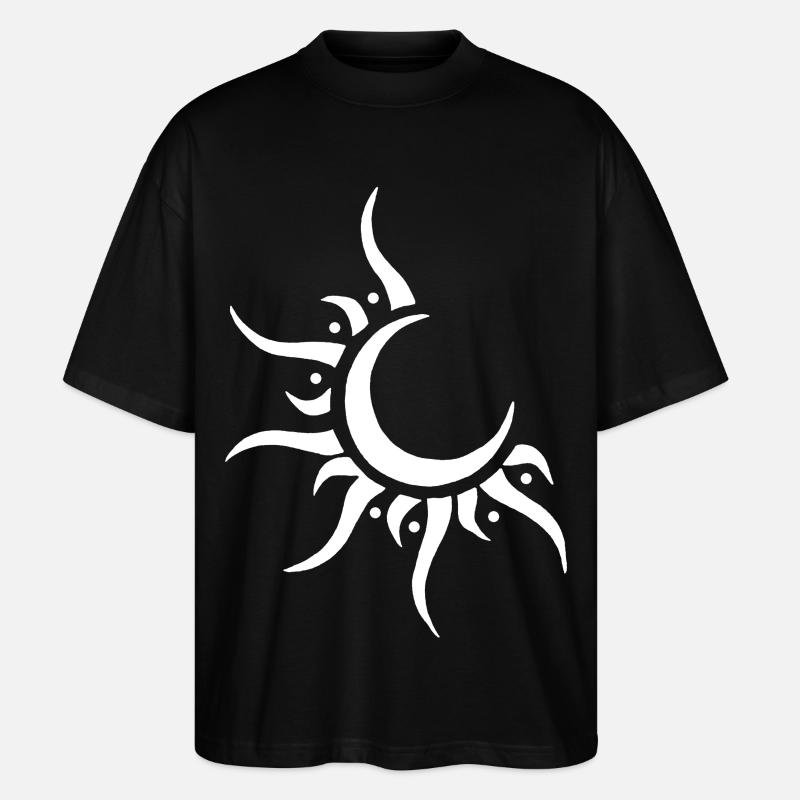 Weiße Sonne und Mond - Stanley/Stella Oversized Unisex Bio T-Shirt Blaster 2.0 - Schwarz