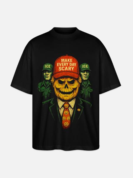 Pumpkin Skull Halloween Fashion Statement - Stanley/Stella Oversized Unisex Organic T-shirt Blaster 2.0 - black