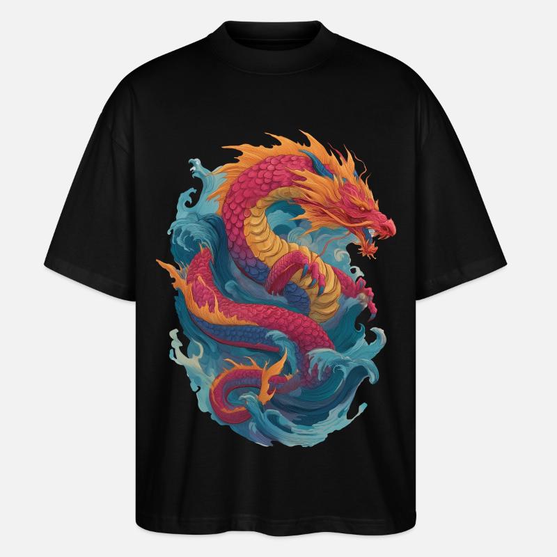 Drache - Stanley/Stella Oversized Unisex Bio T-Shirt Blaster 2.0 - Schwarz