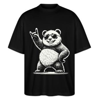 Heavy Metal Musique Panda Avec Lunettes De Soleil - T-shirt bio Blaster 2.0 coupe oversize Stanley/Stella Unisexe - noir - Devant - Alina (178cm) & Michal (187cm)