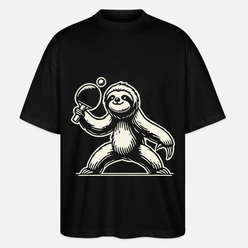 Sloth Table Tennis Player - Stanley/Stella Oversized Unisex Organic T-shirt Blaster 2.0 - black