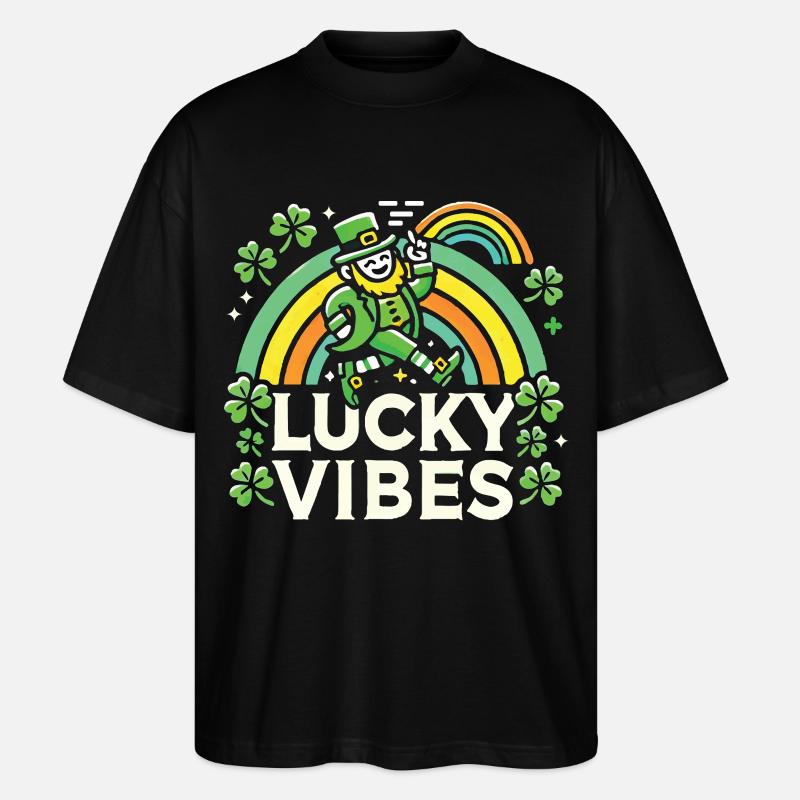 Saint-Patrick Lucky Vibes Arc-en-ciel - T-shirt bio Blaster 2.0 coupe oversize Stanley/Stella Unisexe - noir