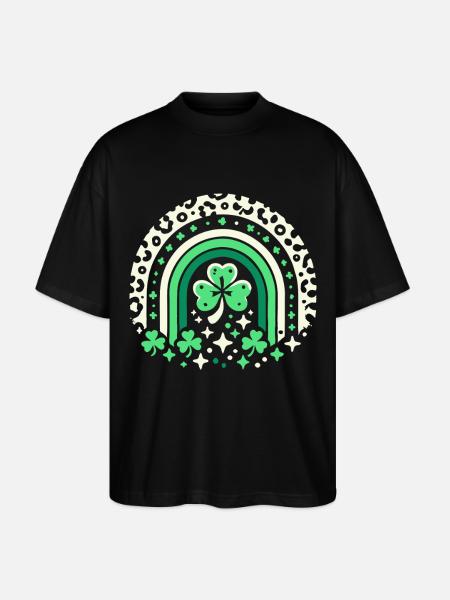 Saint-Patrick trèfle arc-en-ciel chance - T-shirt bio Blaster 2.0 coupe oversize Stanley/Stella Unisexe - noir