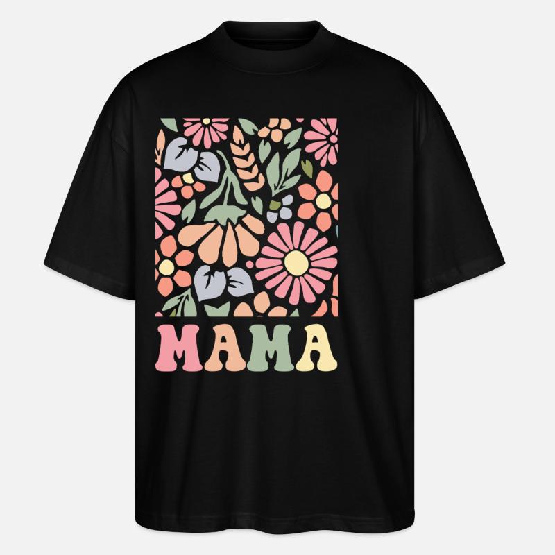 Mama Boho Flora - Stanley/Stella Oversized Unisex Bio T-Shirt Blaster 2.0 - Schwarz