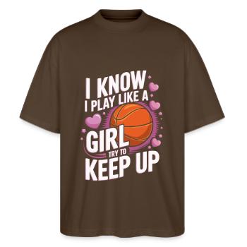 Basketball Women Girls Saying - Stanley/Stella Oversized Unisex Organic T-shirt Blaster 2.0 - mocha - Front - Alina (178cm) & Michal (187cm)