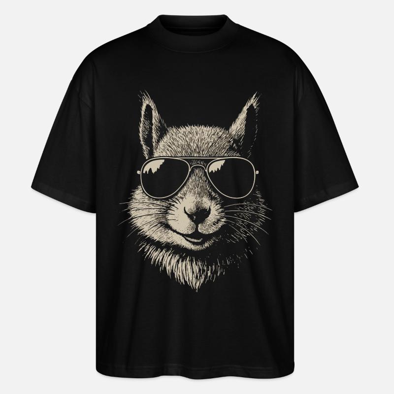 Cool Squirrel Wearing Sunglasses Illustration - Stanley/Stella Oversized Unisex Organic T-shirt Blaster 2.0 - black