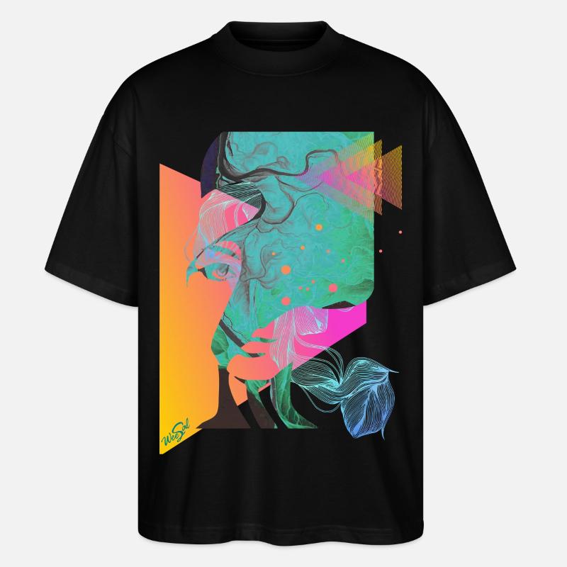 abstraktes Gesicht - Stanley/Stella Oversized Unisex Bio T-Shirt Blaster 2.0 - Schwarz
