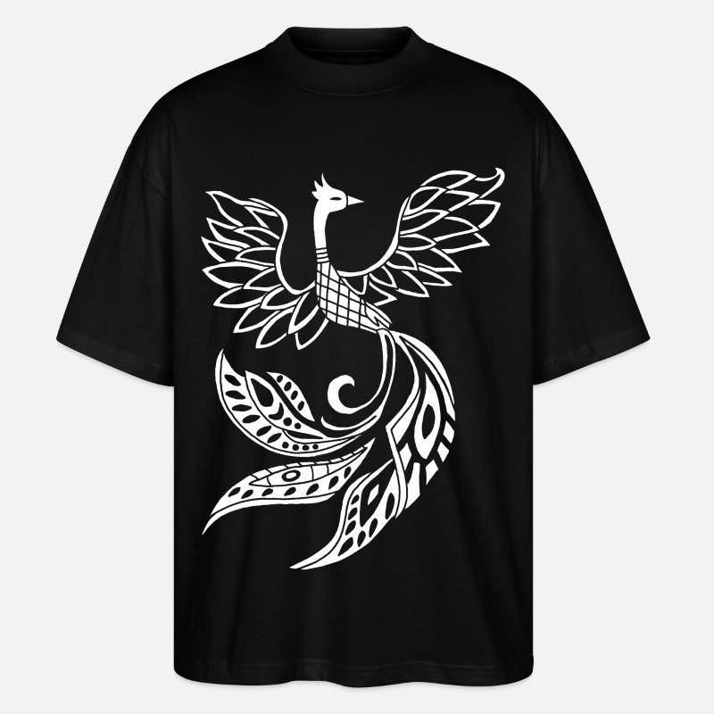 White phoenix bird - Stanley/Stella Oversized Unisex Organic T-shirt Blaster 2.0 - black