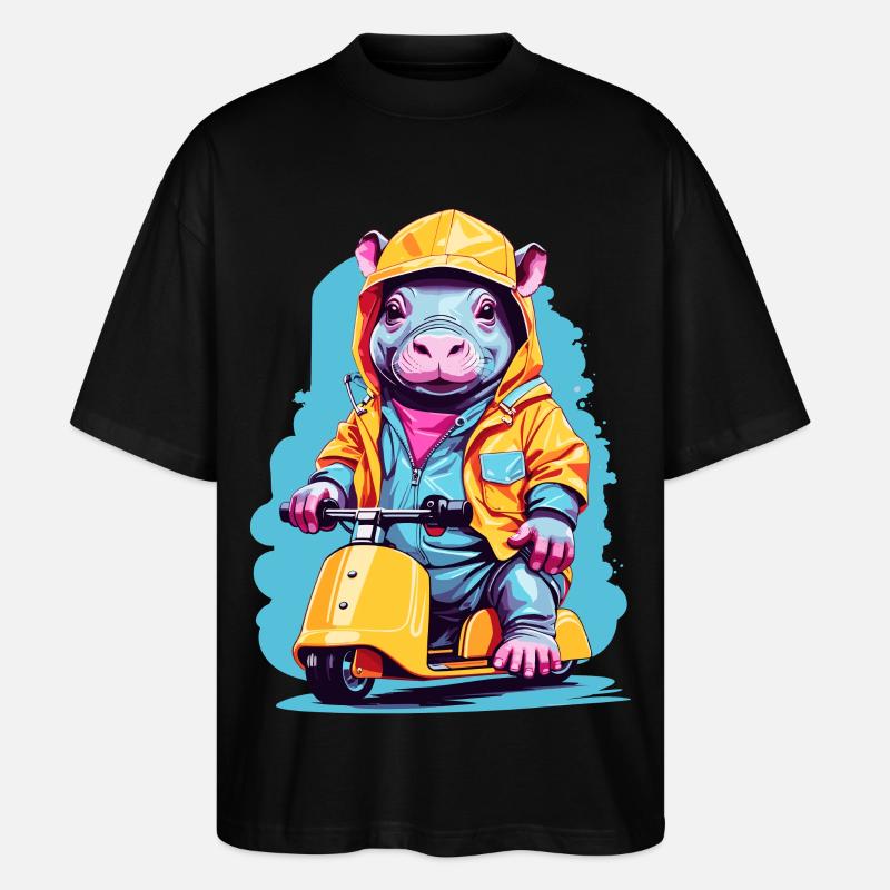 Süßes Nilpferd - Stanley/Stella Oversized Unisex Bio T-Shirt Blaster 2.0 - Schwarz
