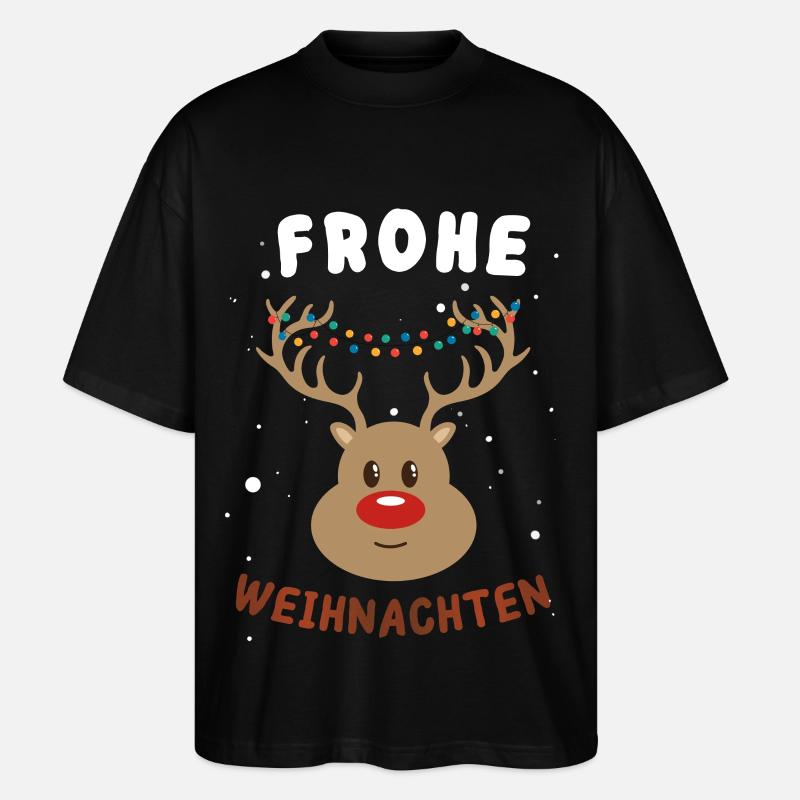 Festlicher Rudolf Rentier Weihnachtspullover - Stanley/Stella Oversized Unisex Bio T-Shirt Blaster 2.0 - Schwarz