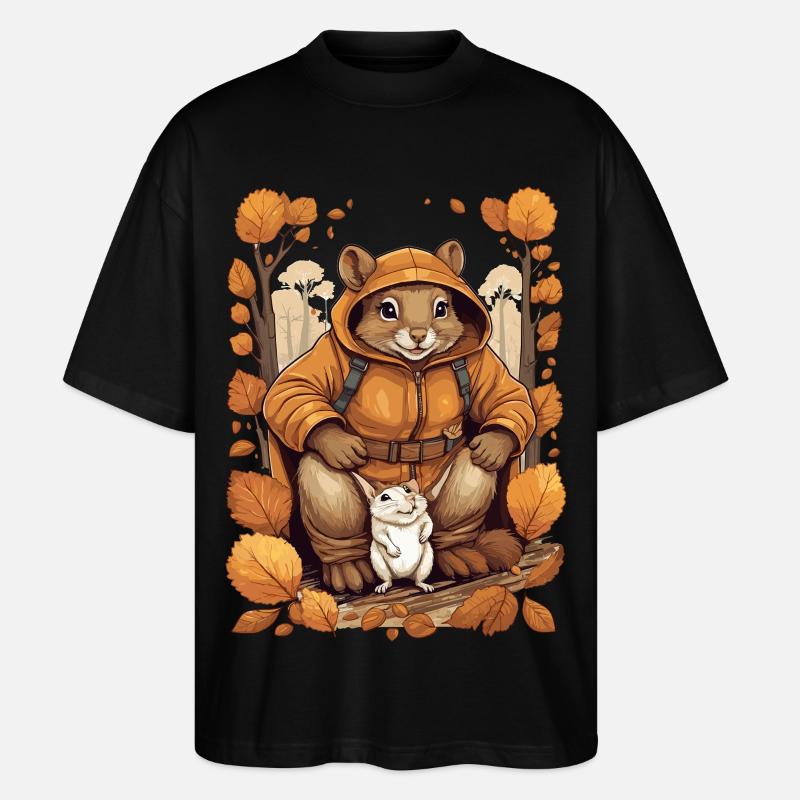 Écureuil mignon avec souris - T-shirt bio Blaster 2.0 coupe oversize Stanley/Stella Unisexe - noir