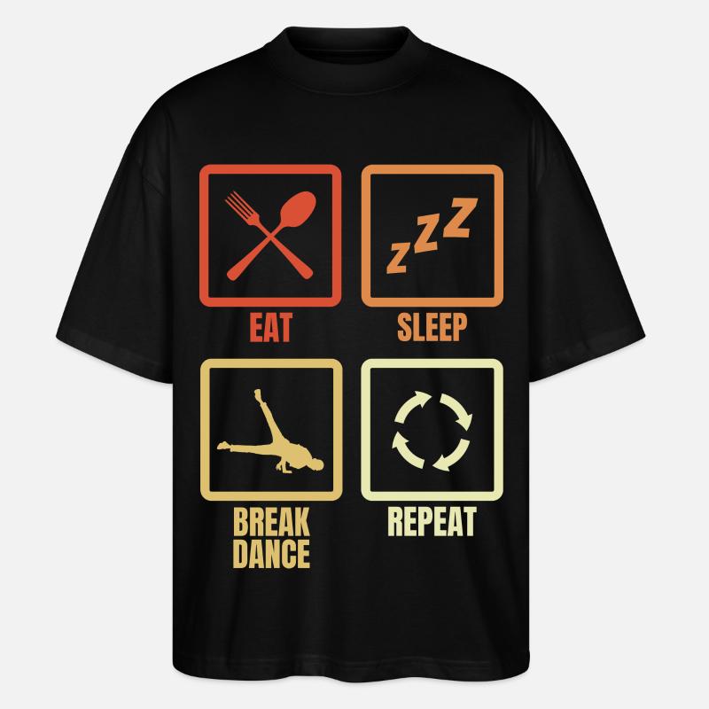 Essen Schlafen Breakdance Wiederholen - Stanley/Stella Oversized Unisex Bio T-Shirt Blaster 2.0 - Schwarz