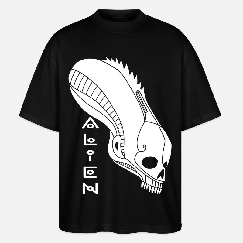 Weißer Alien-Schädel - Stanley/Stella Oversized Unisex Bio T-Shirt Blaster 2.0 - Schwarz