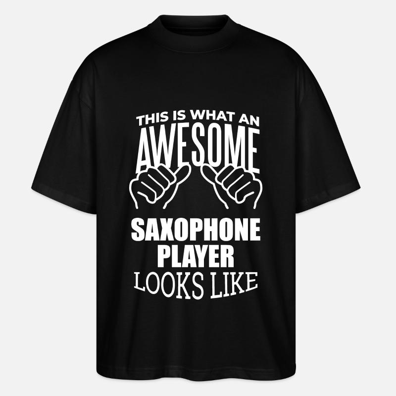 Saxophon - Stanley/Stella Oversized Unisex Bio T-Shirt Blaster 2.0 - Schwarz