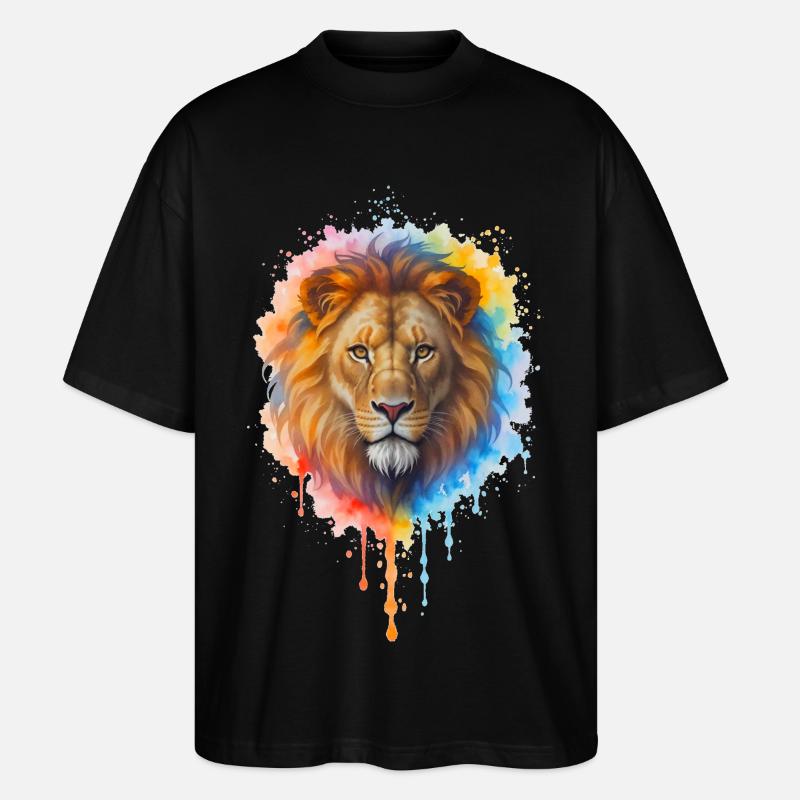 Löwe im Aquarell - Stanley/Stella Oversized Unisex Bio T-Shirt Blaster 2.0 - Schwarz