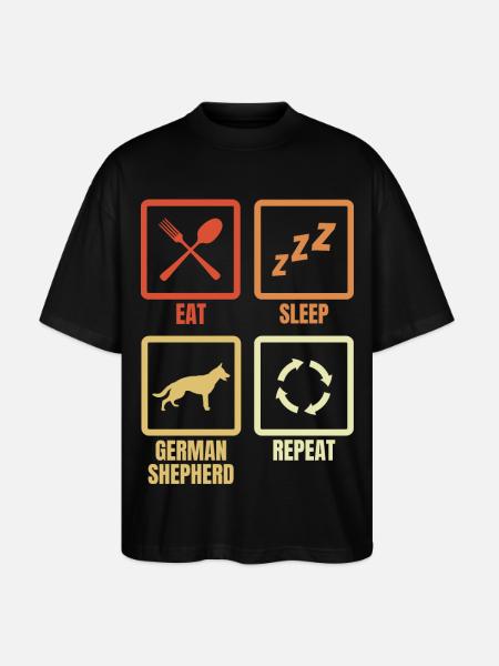 Eat Sleep Shepherd Dog Repeat - Stanley/Stella Oversized Unisex Organic T-shirt Blaster 2.0 - black