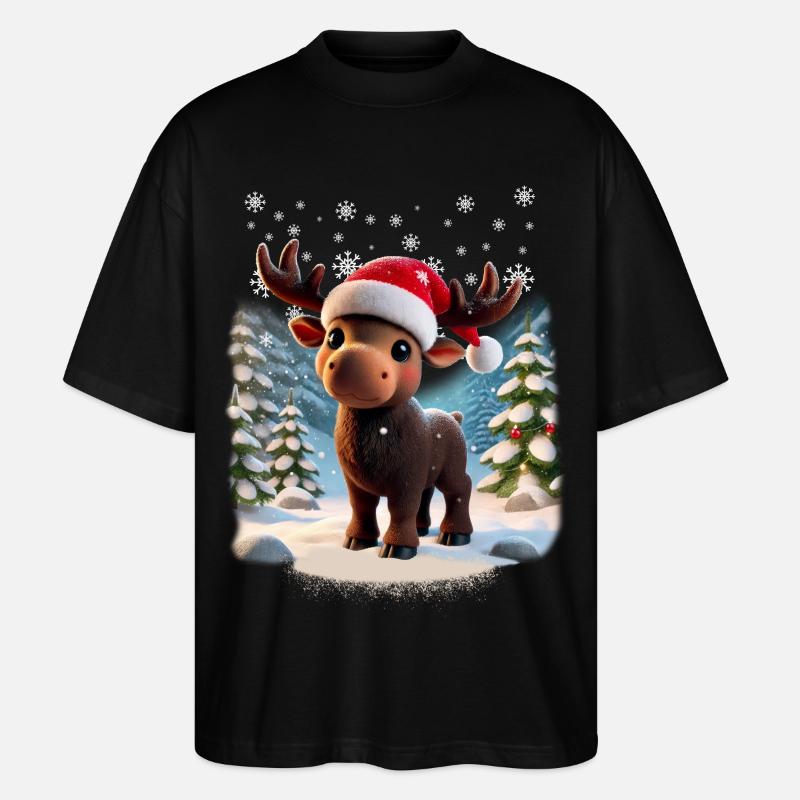 Elch - Moose - Weihnachten - Schnee - Stanley/Stella Oversized Unisex Bio T-Shirt Blaster 2.0 - Schwarz