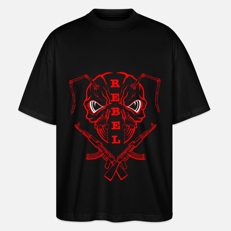 "REBEL EYES – Fearless Expression" rot - Stanley/Stella Oversized Unisex Bio T-Shirt Blaster 2.0 - Schwarz