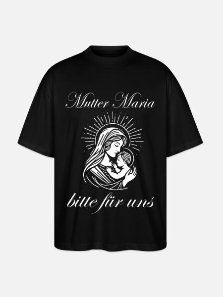 Mutter Maria Design – Bitte für uns - Stanley/Stella Oversized Unisex Bio T-Shirt Blaster 2.0 - Schwarz