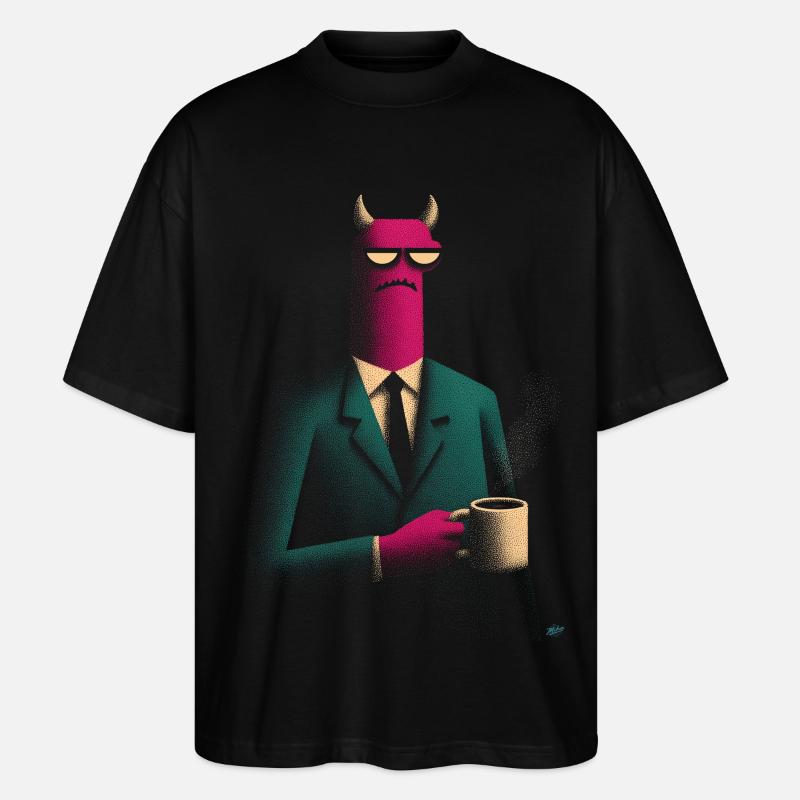 Dämon im Anzug mit Kaffee - Stanley/Stella Oversized Unisex Bio T-Shirt Blaster 2.0 - Schwarz