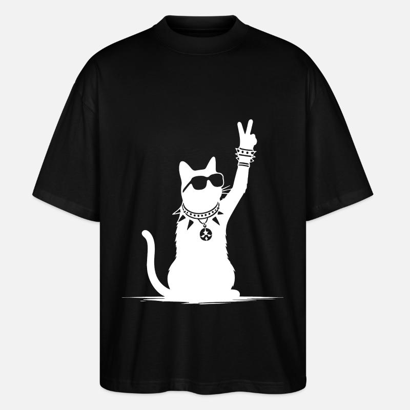 Rocker Cat Design – Cool & Loud - T-shirt bio Blaster 2.0 coupe oversize Stanley/Stella Unisexe - noir