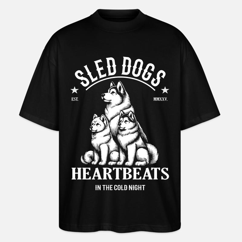 Schlittenhund Design – Heartbeats in Cold Night - Stanley/Stella Oversized Unisex Bio T-Shirt Blaster 2.0 - Schwarz