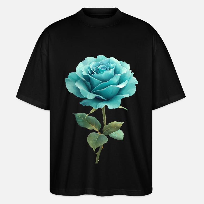 Türkis Blaue Rose - Stanley/Stella Oversized Unisex Bio T-Shirt Blaster 2.0 - Schwarz