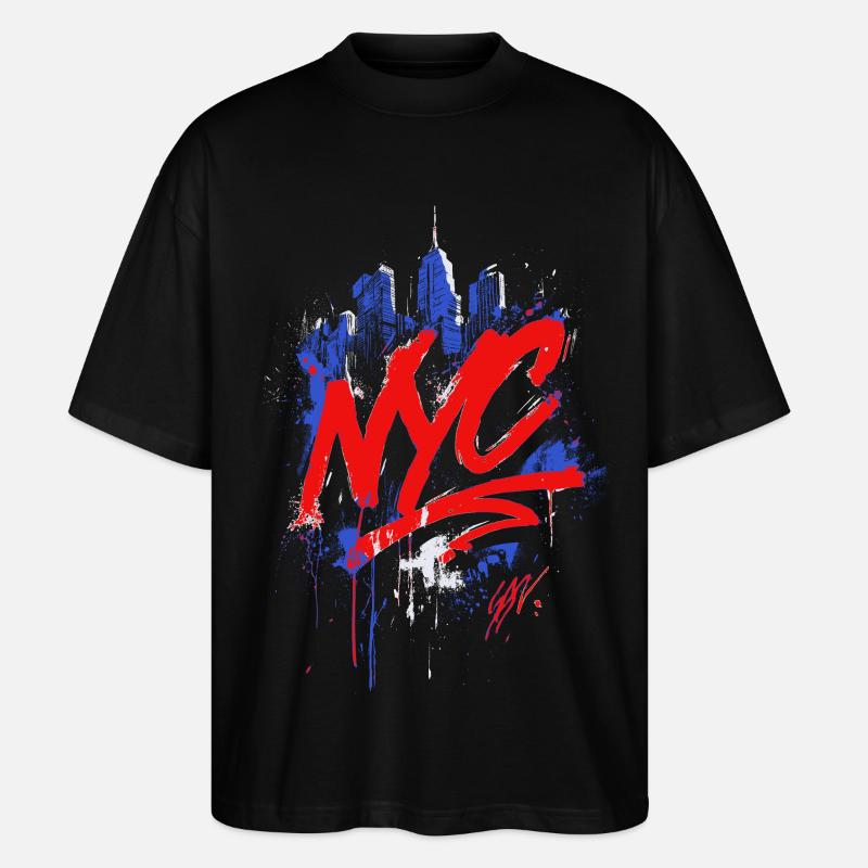 NYC Graffiti Skyline Splash - Stanley/Stella Oversized Unisex Bio T-Shirt Blaster 2.0 - Schwarz